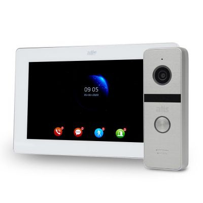 Комплект Wi-Fi видеодомофона 7" ATIS AD-770FHD/T-White с поддержкой Tuya Smart + AT-400FHD Silver