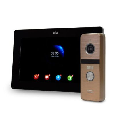 Комплект Wi-Fi видеодомофона 7" ATIS AD-770FHD/T-Black с поддержкой Tuya Smart + AT-400HD Gold